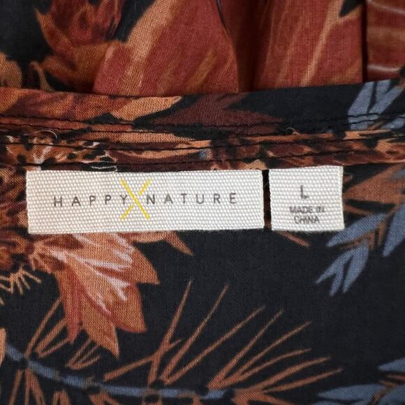 HAPPY x NATURE by Kate Hudson Mini Dress Floral Print in Black & Brown Sz. Large - Picture 11 of 11